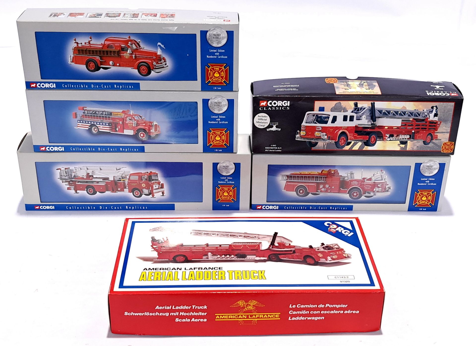 Corgi, a boxed 1:50 scale Fire Engine group