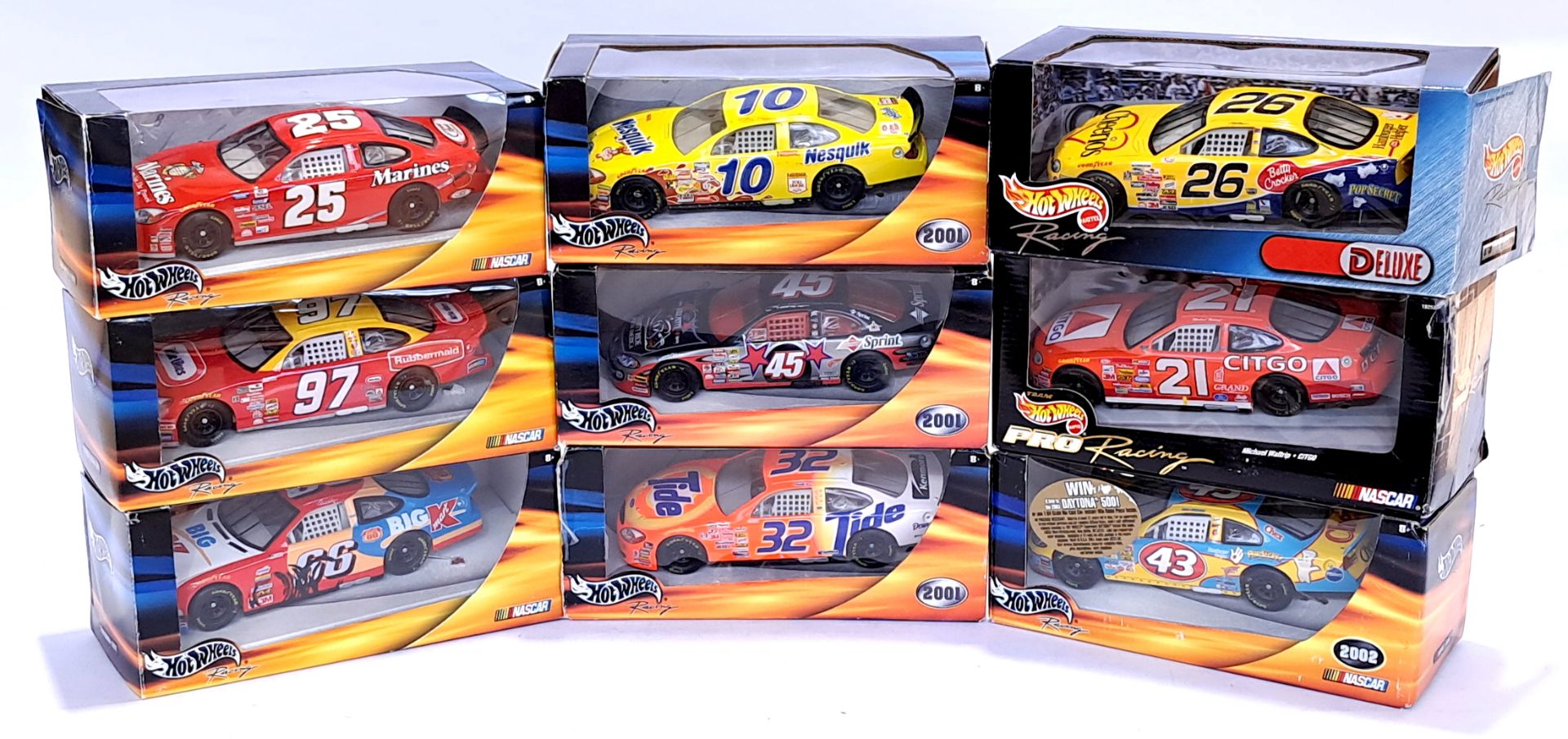 Mattel Hot Wheels Racing, a boxed 1:24 scale NASCAR group