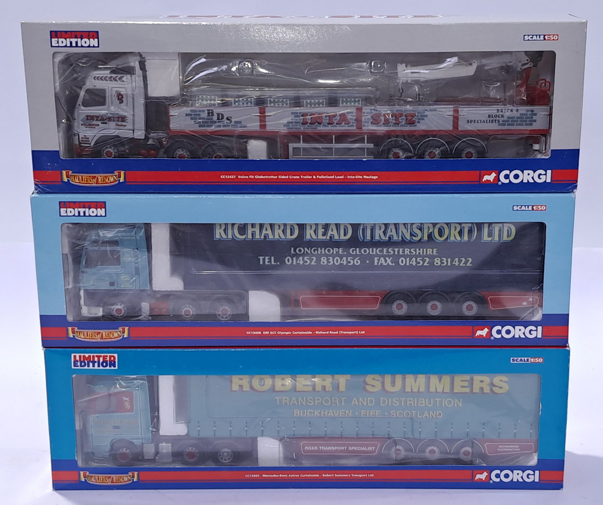 Corgi, a boxed 1:50 scale truck group. Although unchecked for completeness, conditions generally ...