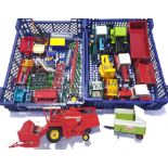 Britains, and similar, a mixed unboxed group of Tractors and farming equipment. Conditions genera...