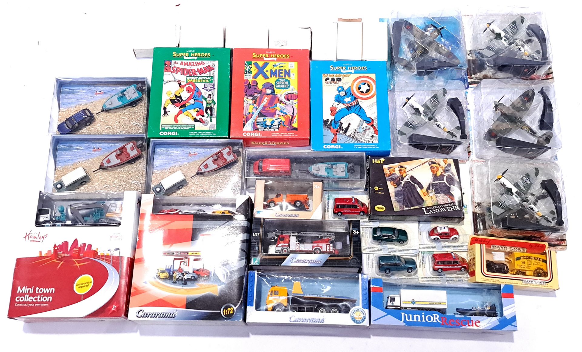 Corgi, Cararama and similar, a mixed diecast group mainly boxed. Conditions generally appear Good...