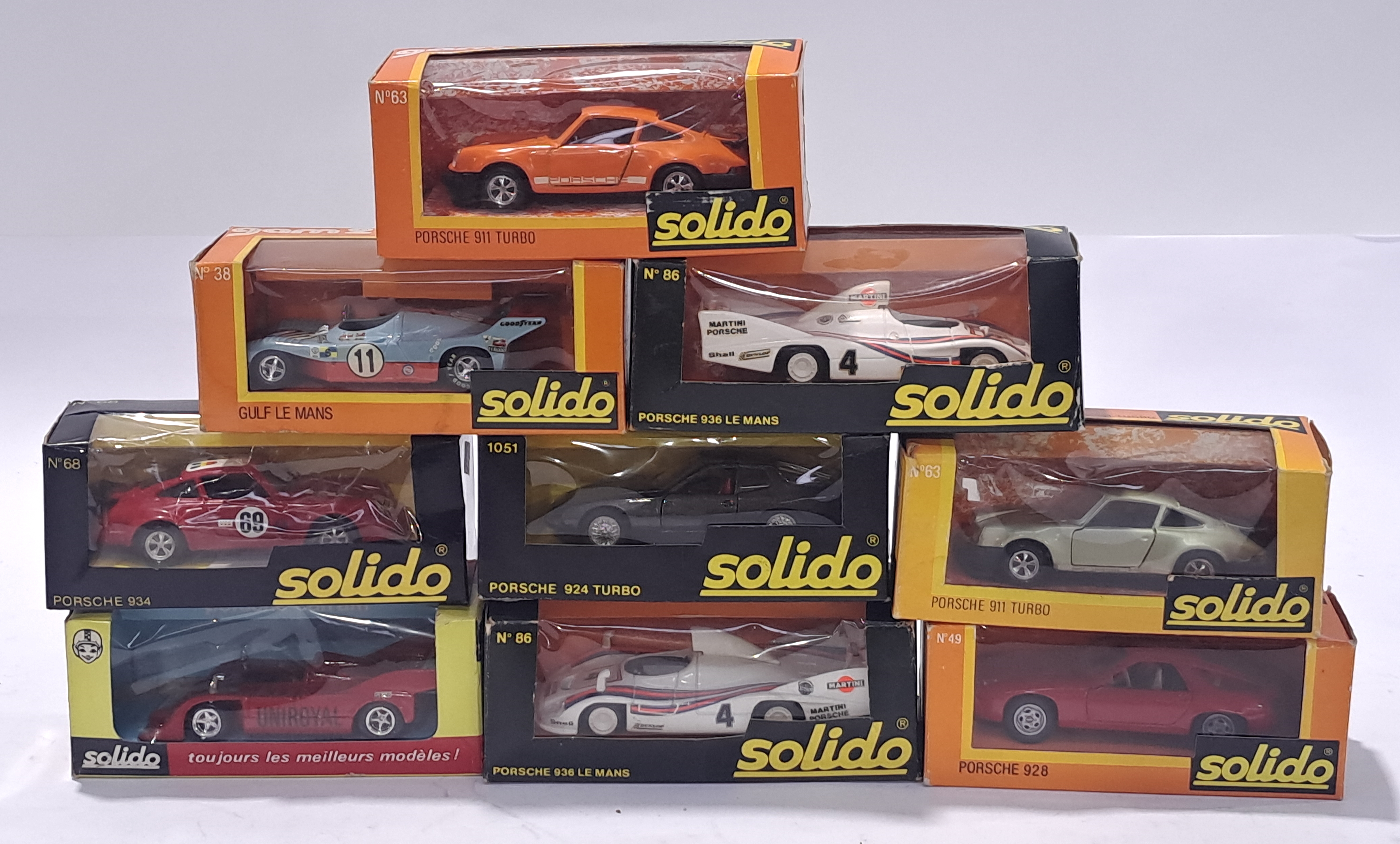 Solido a mixed boxed group of Racing cars. Conditions generally appear Excellent to Mint in gener...