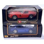 Bburago and Maisto, a mixed 1/18th scale Sports car duo. Conditions generally appear Near Mint in...