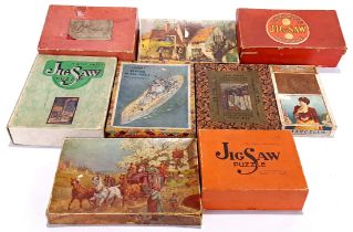 Chad Valley & similar, a boxed group of vintage wooden jigsaw puzzles.