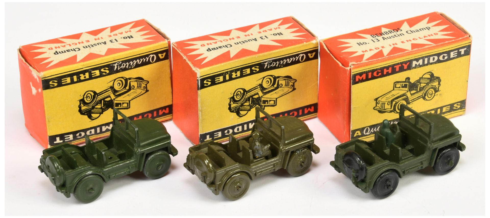 Benbros "Mighty Midget" series military 13 Austin Champ group of 3  - Image 2 of 2