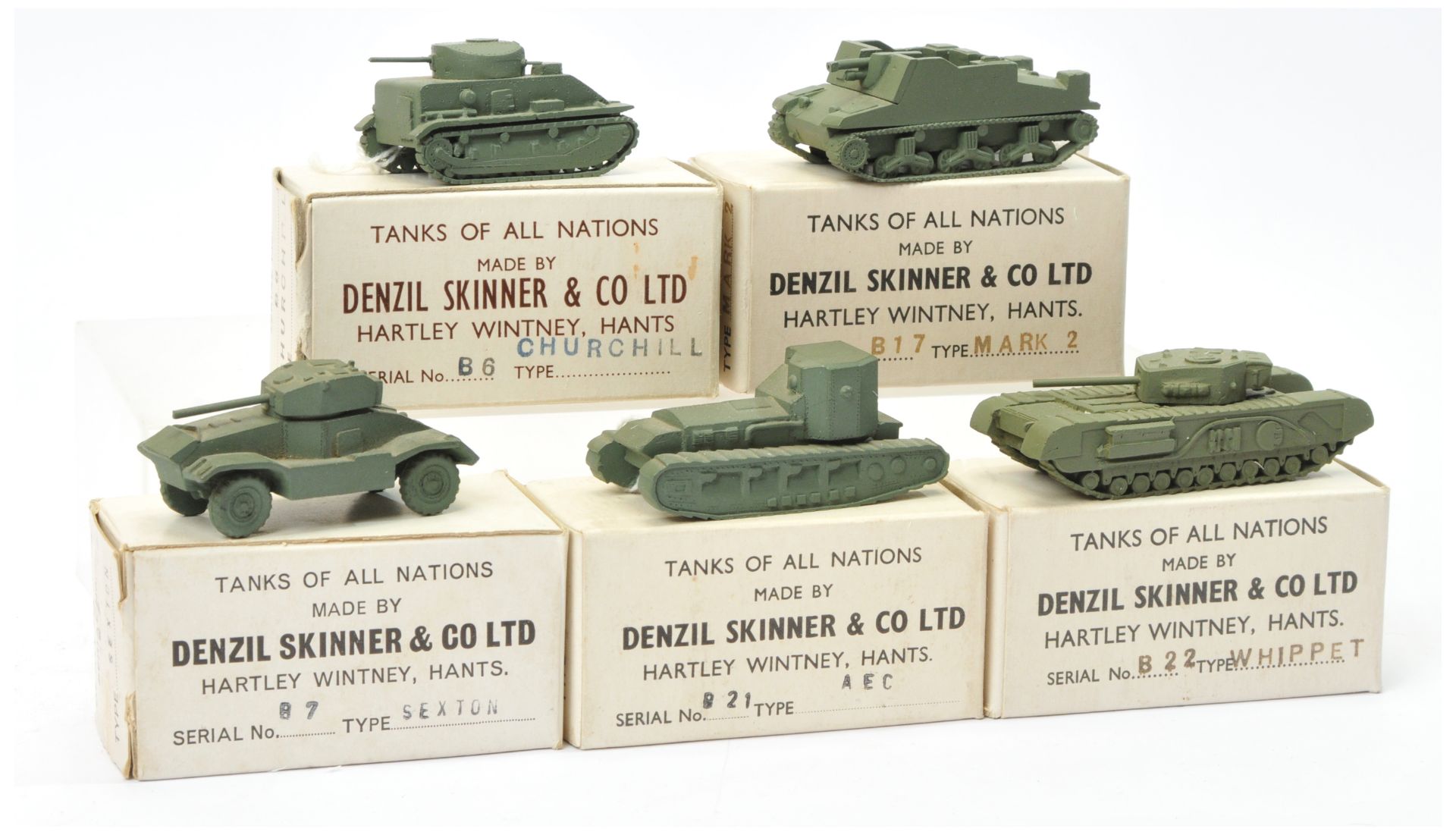 Denzil Skinner & Co Ltd "Tanks of all Nations" series - Group of 5 x tanks to include - Churchill...