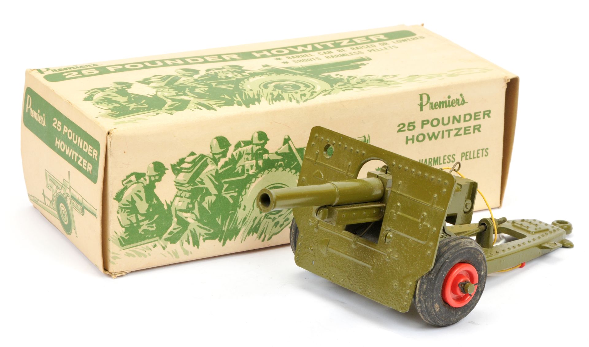 Premier (Japan) 25 pounder Howitzer - Military green with red plastic hubs