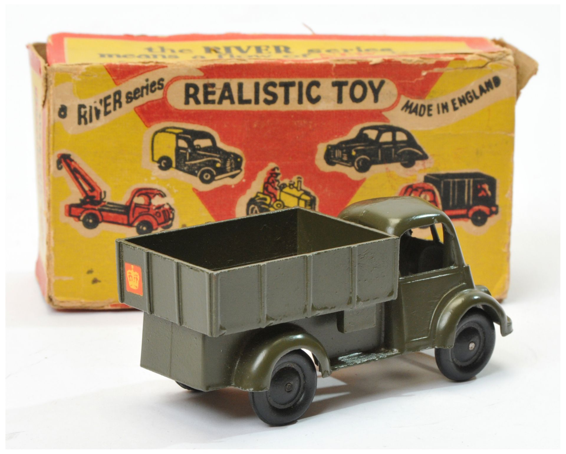 River Series Military open back lorry  - dark military olive green, black wheels with rear decal  - Image 2 of 2