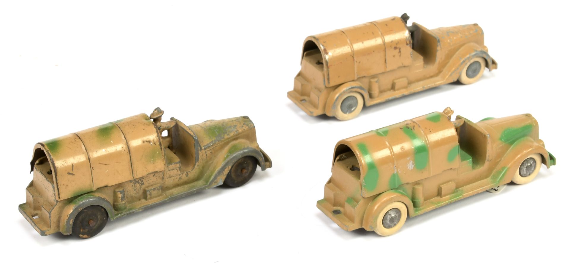 Tootsietoy group of 3 supply trucks  - (1) Camouflage green/tan, chrome hubs with white tyres - Bild 2 aus 2