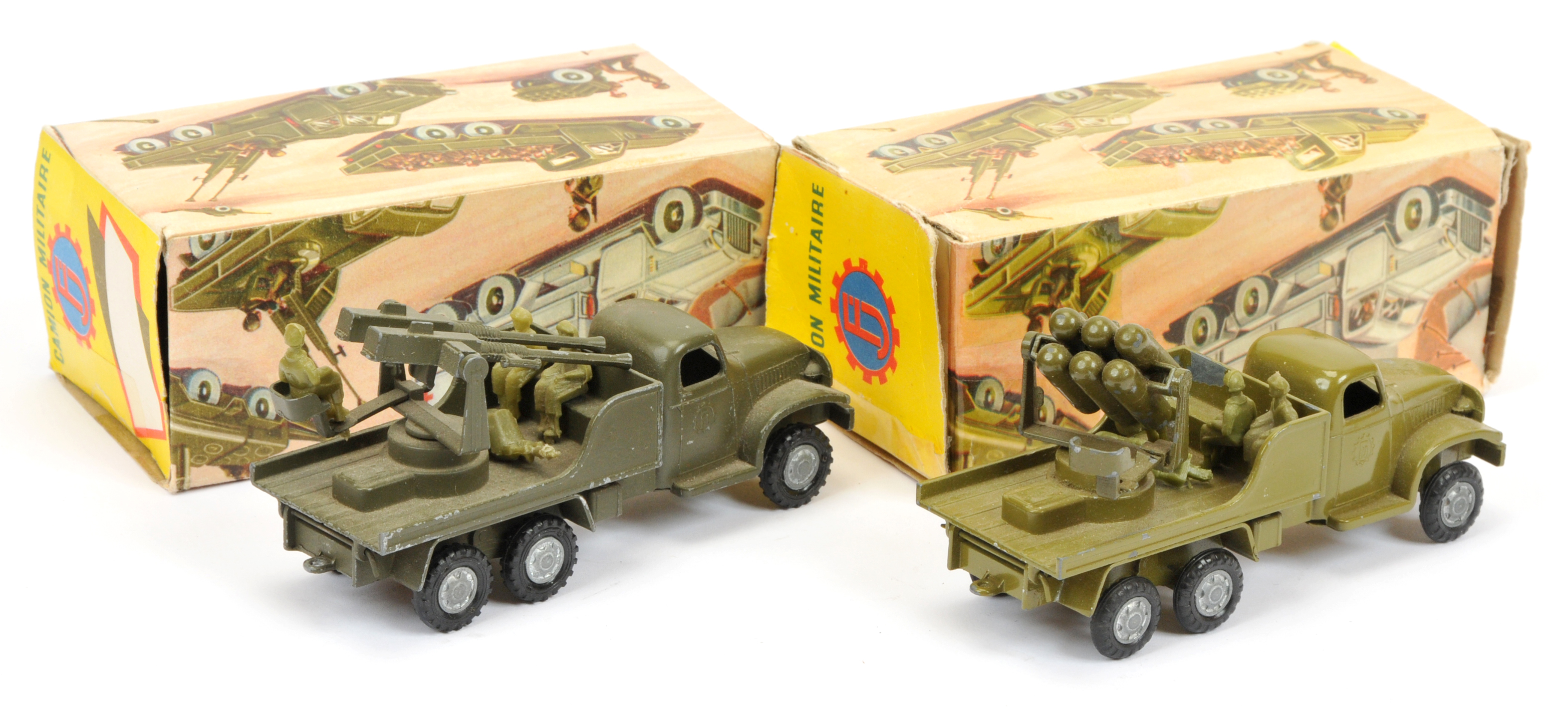 FJ military a pair -  GMC truck with rocket launcher - olive green and with Anti-Aircraft guns - Image 2 of 2