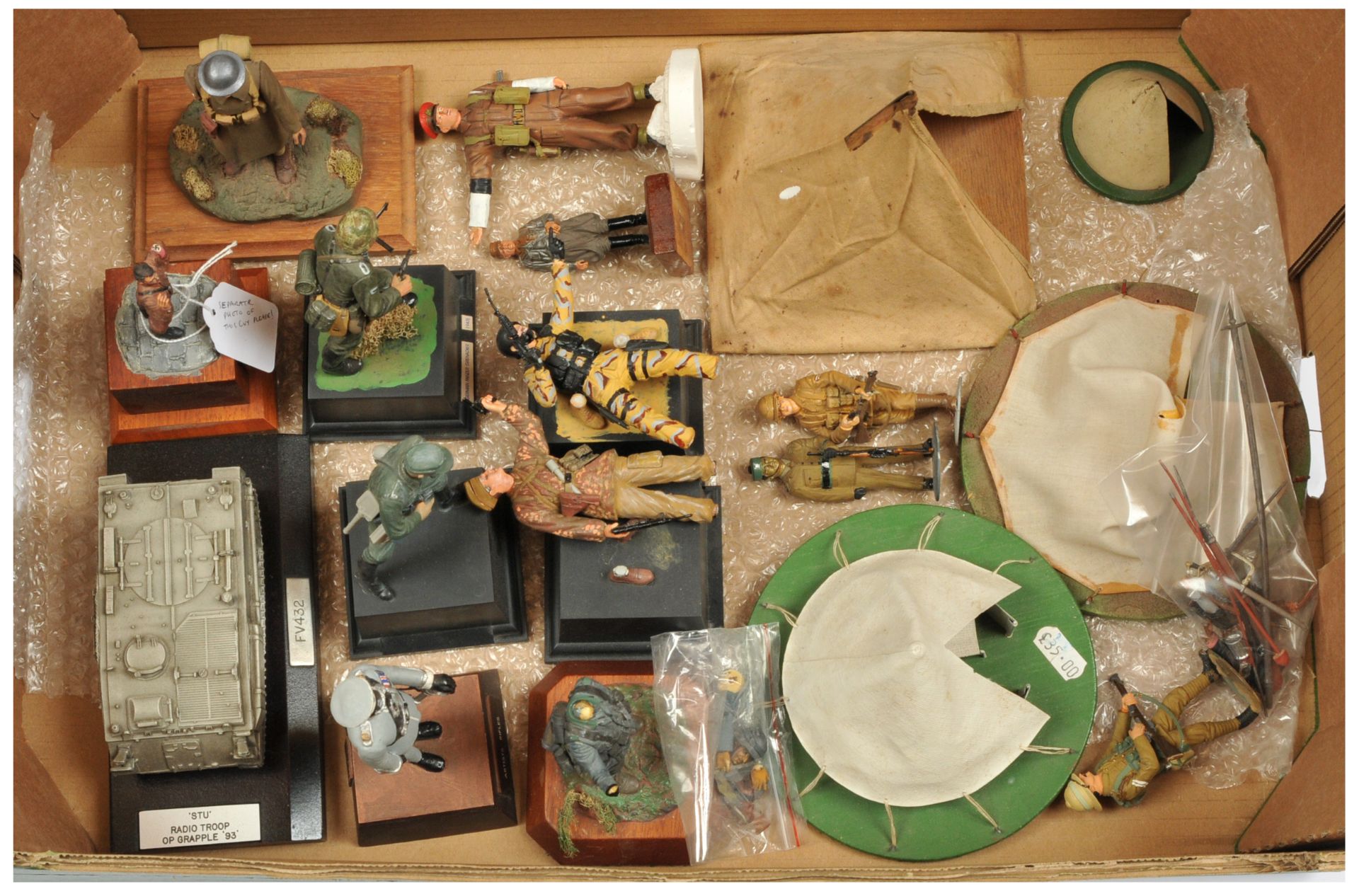 Collection of (mostly) Second World War Models and Figurines.  Includes white metal armoured vehi...