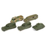 Tootsietoy military  group of 5  - to include Tank, open back wagon, armoured half-track plus oth...