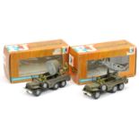 FJ Military a pair  - (1)Radar Scanner lorry  -Drab green with silver hubs and (2) searchlight lorry