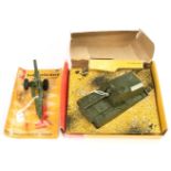 Tootsietoy military  a pair - (1) Atomic Tank - green including rollers with black rubber tracks