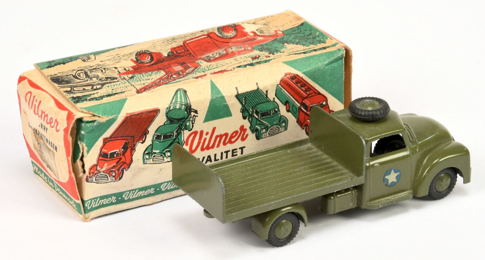 Vilmer  military 341 flat bed  truck with tailboard and spare wheel on roof - Bild 2 aus 2