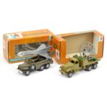 FJ Military a pair  - (1) Rocket lorry - Drab green with silver hubs and grey rocket, 