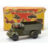 River Series Military open back lorry  - dark military olive green, black wheels with rear decal 