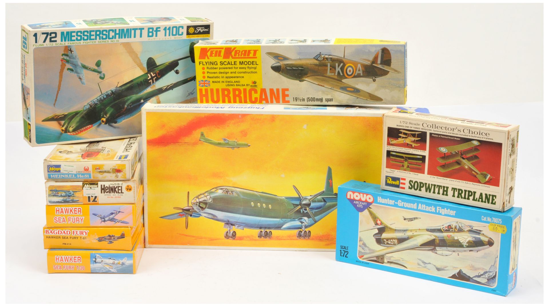 Group of Model Aircraft Kits - Revell, Hasegawa, Novo, Fujimi & Others