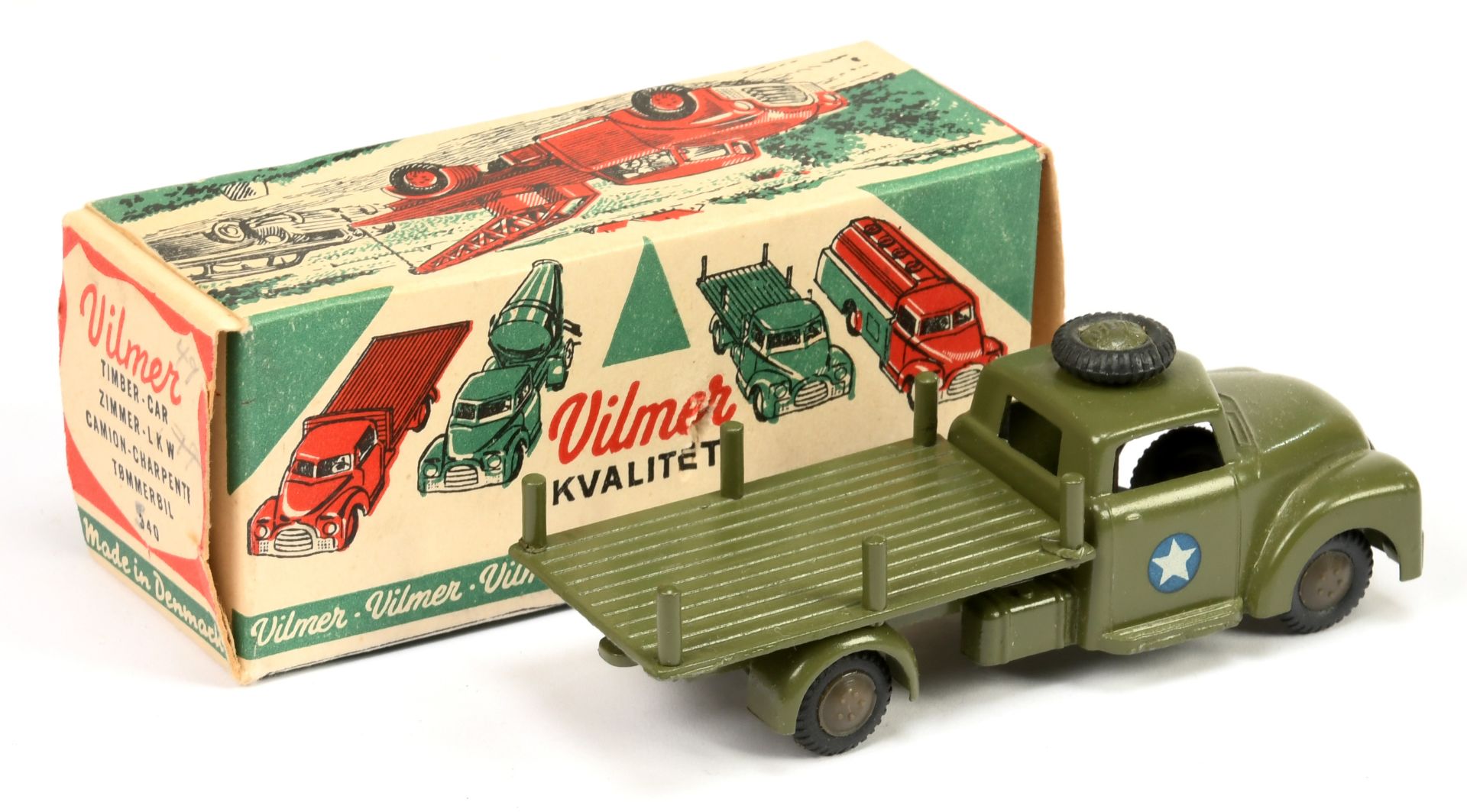 Vilmer  military 34 flat bed  with posts and spare wheel on roof  - Image 2 of 2