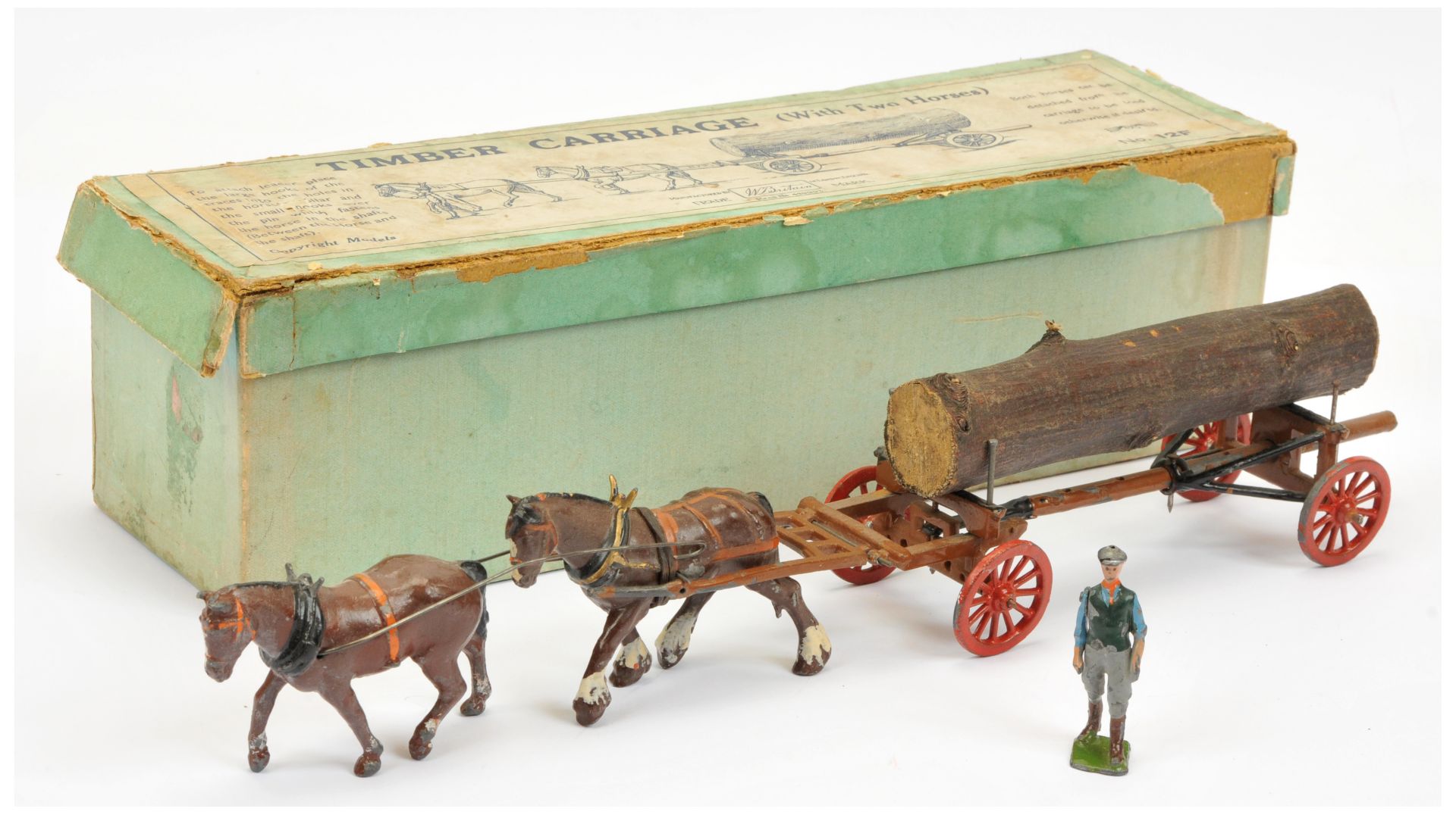 Britains Farm - Set 12F 'Timber Carriage (With Two Horses)', boxed