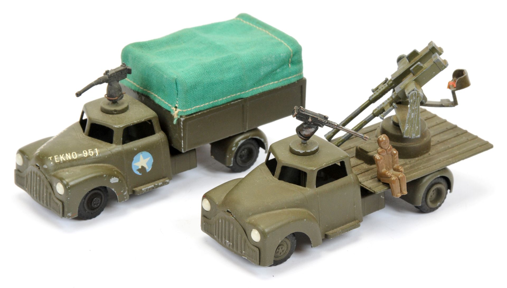 Tekno Military dodge Anti-Aircraft & covered  lorry pair unboxed - (1) Anti-craft lorry