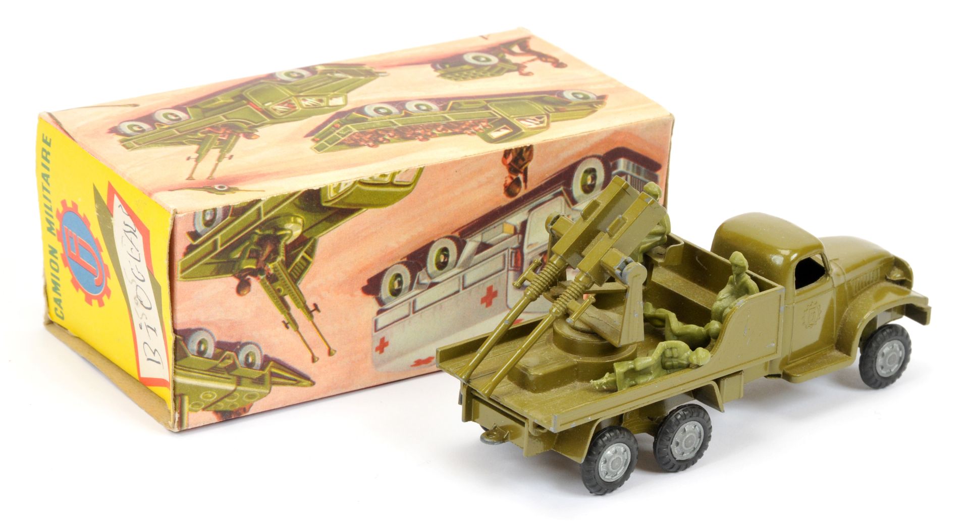 FJ military  GMC truck Antti-Aircraft guns  -olive green with plastic figures  - Image 2 of 2