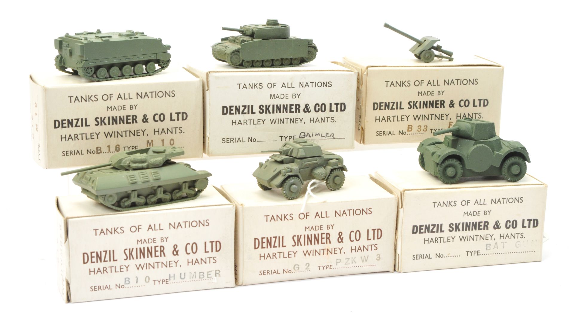 Denzil Skinner & Co Ltd "Tanks of all Nations" series - Group of 6 x military to include -M10 tan...