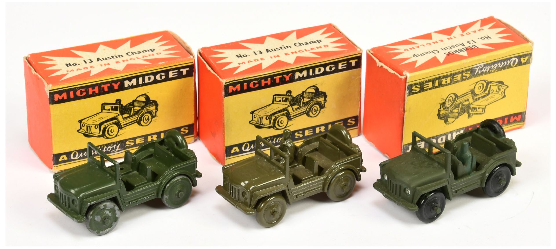 Benbros "Mighty Midget" series military 13 Austin Champ group of 3 