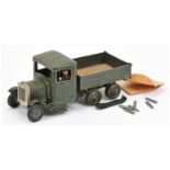 Britains 1335 Army 6 - Wheeled  Tipping Lorry caterpillar  - dark green including hubs