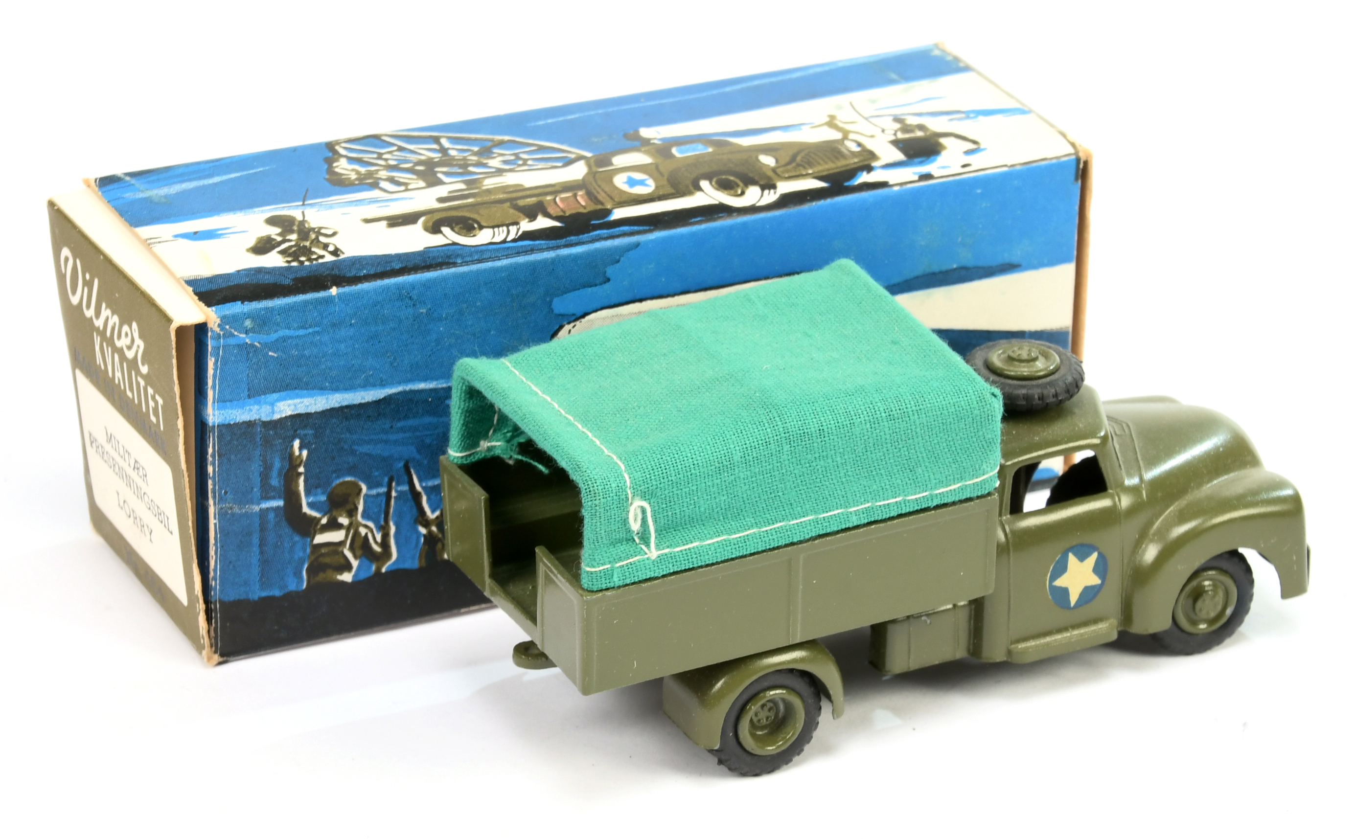 Vilmer 464  (1/50th) military  -Dodge covered truck  - green including hubs with spare wheel on roof - Image 2 of 2