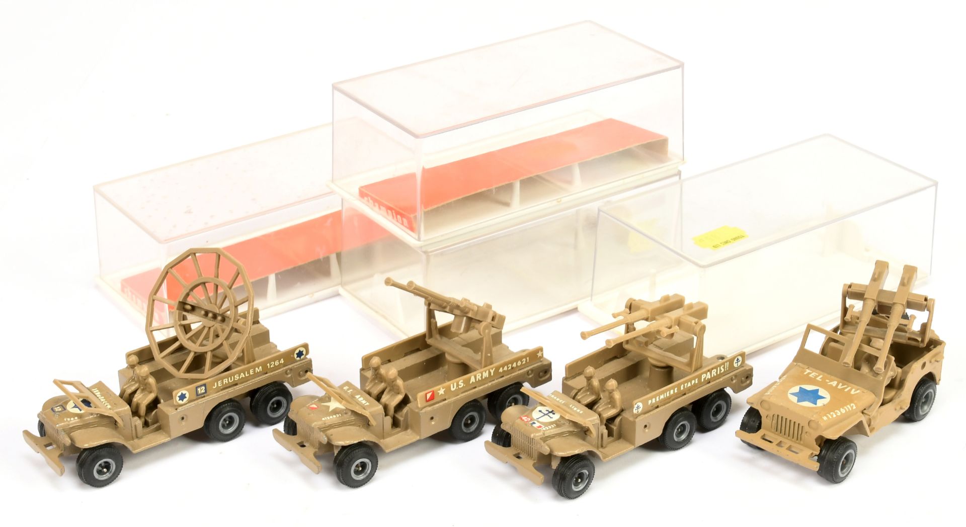 Champion Military group of 4 lorry's to include (1) Radar scanner (2) Jeep with Anti-Aircraft guns