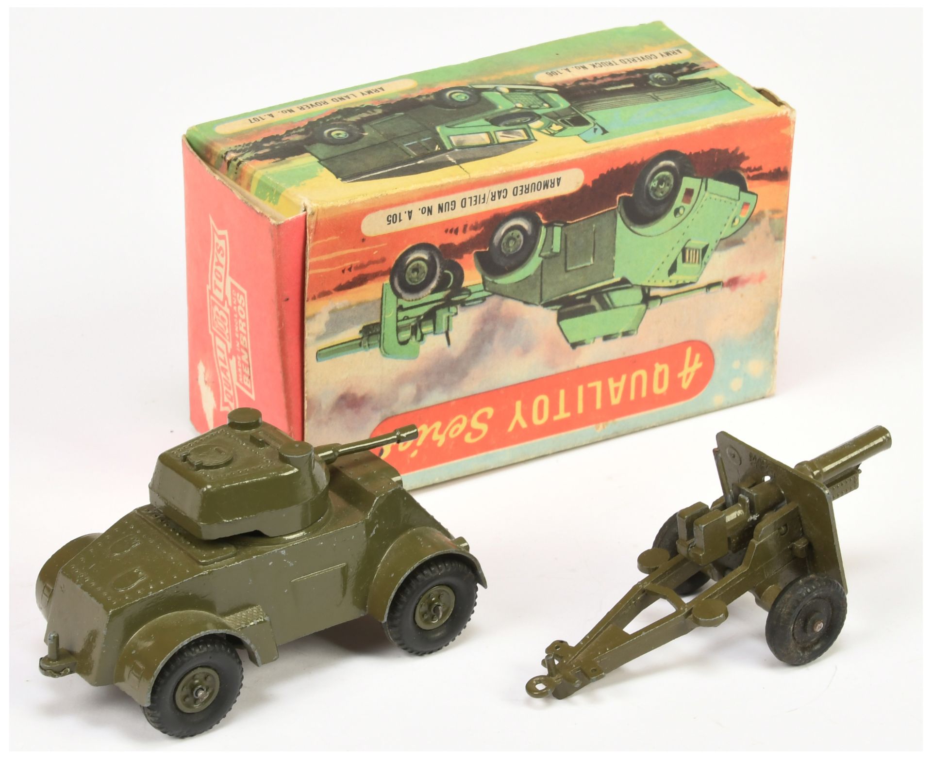 Benbros  Qualitoys Armoured car and field gun - olive green - Image 2 of 2