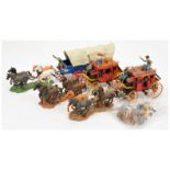 Britains Wild West Series - Set 7616 'Pioneer Covered Wagon' & 2 x Set 7615 'Concord Overland Stage'