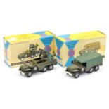 FJ Military a pair - (1) Covered Lorry - drab green with mid-green plastic canopy 