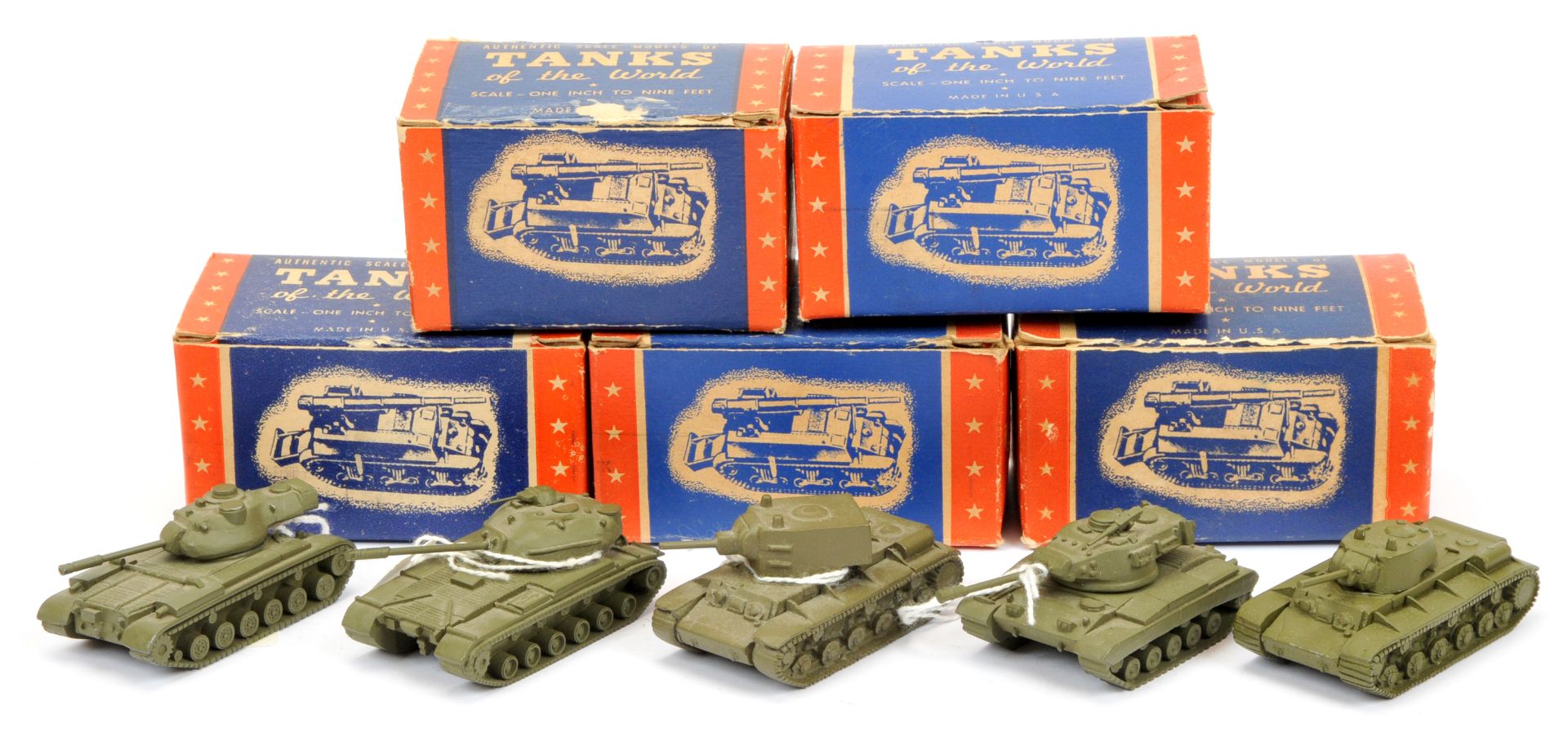 Authenticast diecast Military vehicles. group of 5 - (1) Russian Heavy tank (2) US Heavy tank