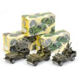 FJ Military a group of 3 Jeeps  - (1) Radar scanner - drab green- bonnet roundel, figure and whit...