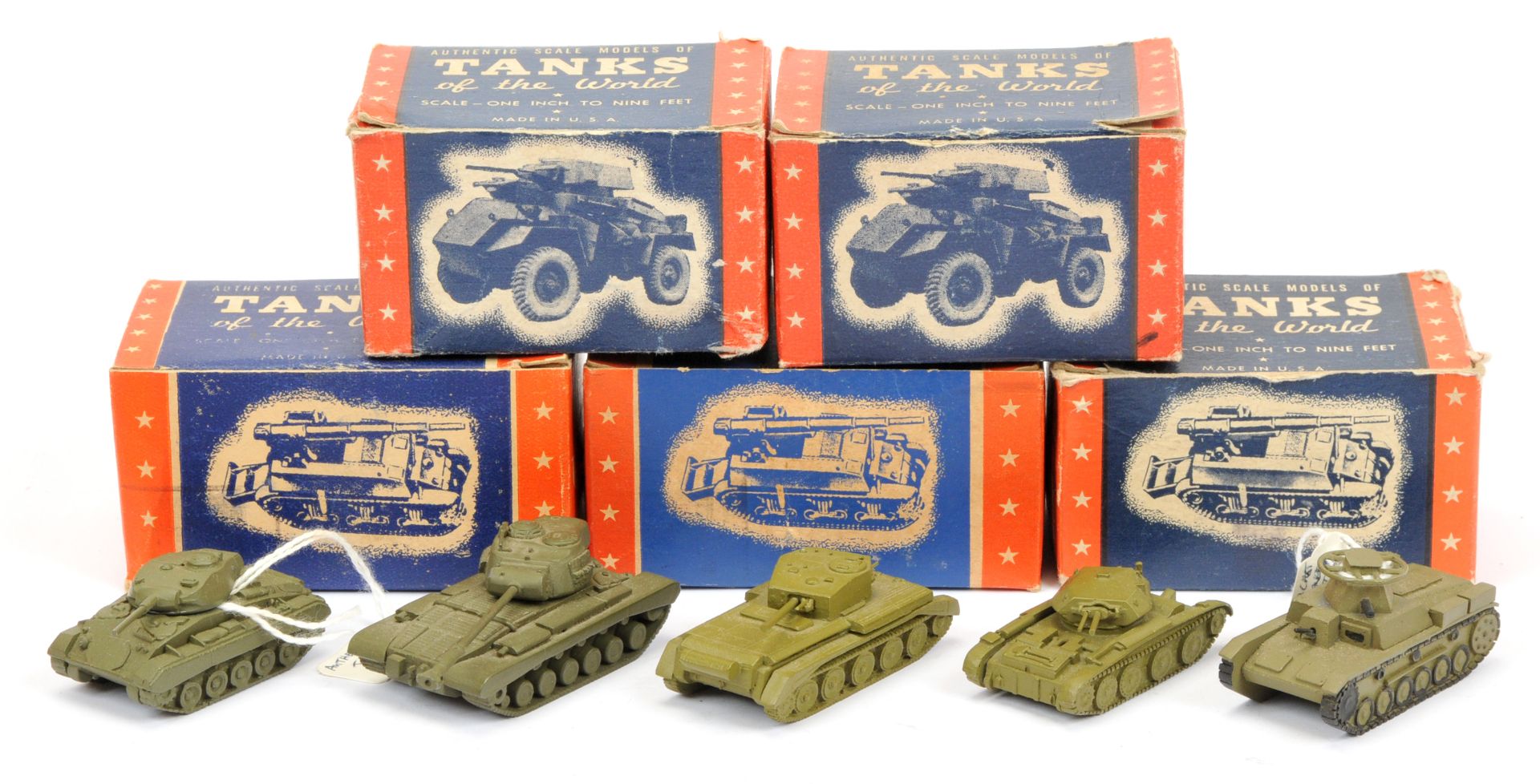 Authenticast diecast Military vehicles. group of 5 - (1) Cromwell tank (2) US Patton Tank