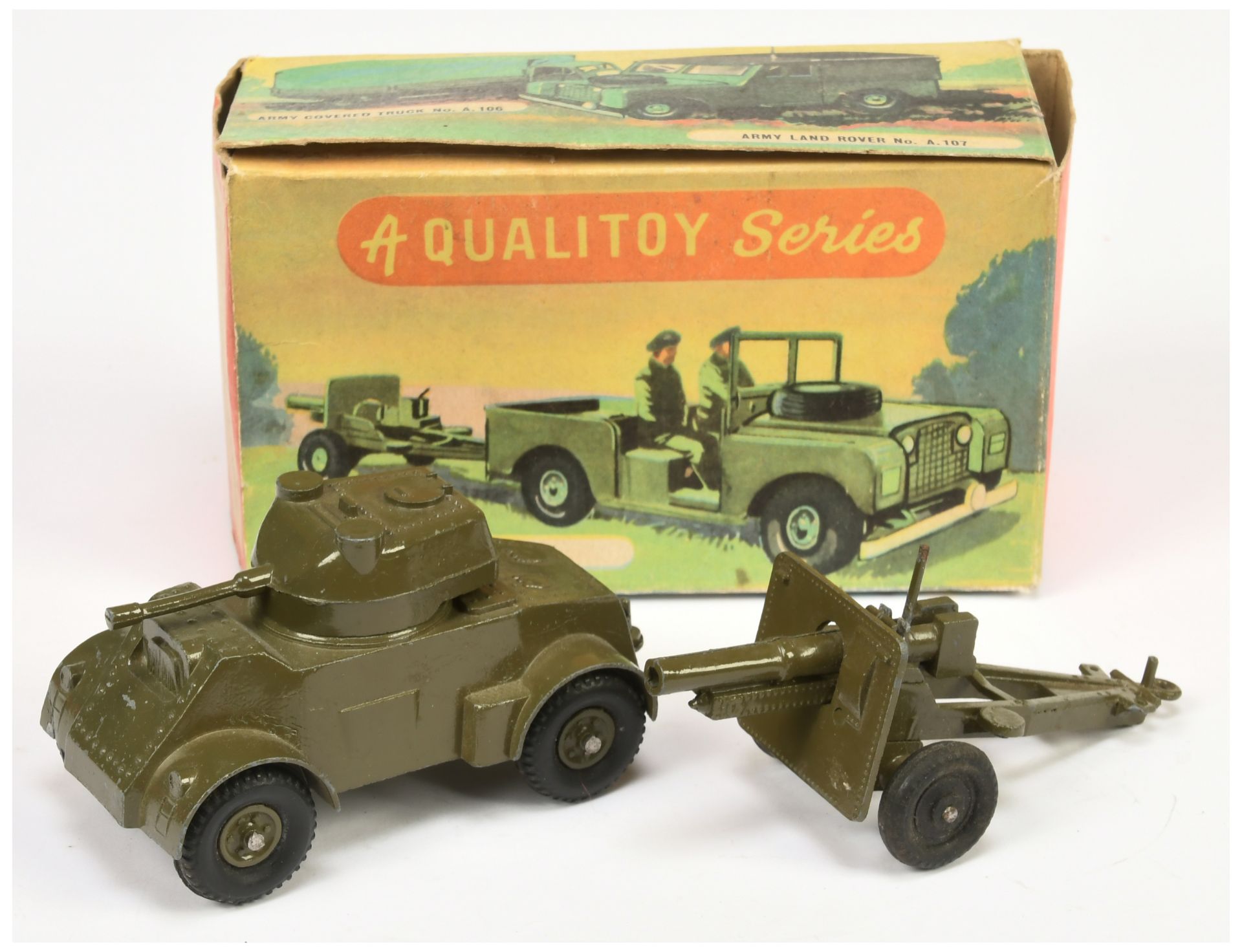 Benbros  Qualitoys Armoured car and field gun - olive green