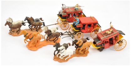 Britains Wild West Series - Set 7615 'Concord Overland Stage', an unboxed group