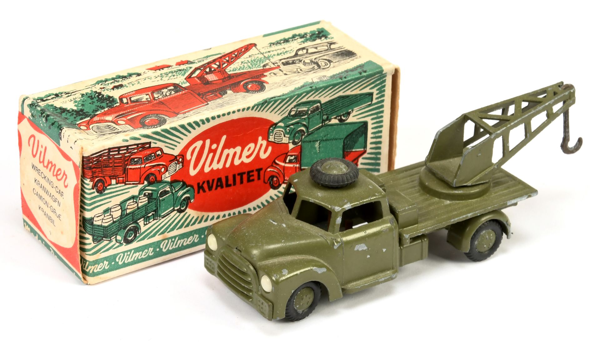 Vilmer  military 341 open back truck with crane and spare wheel on roof 