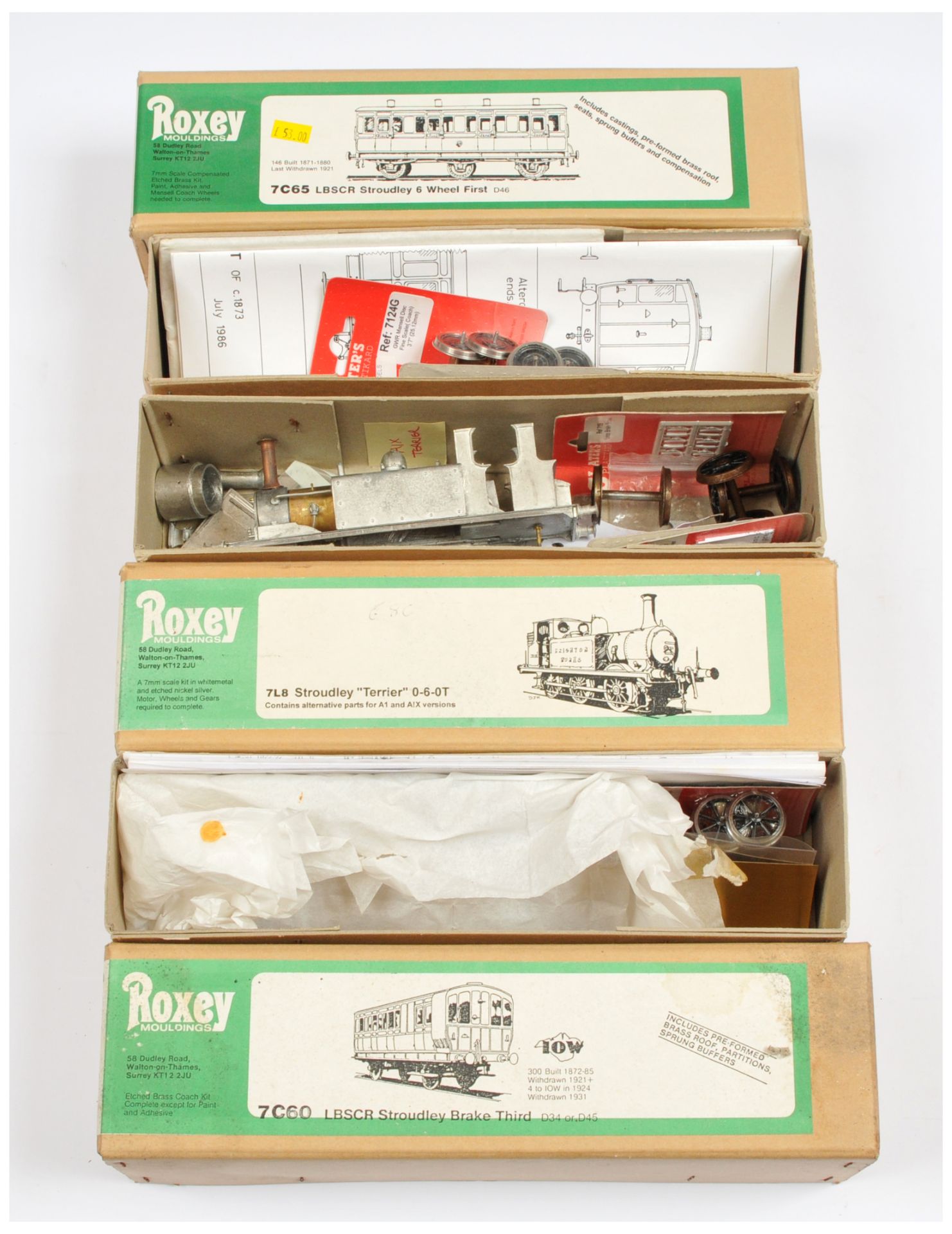 Roxey O Gauge Stroudley Loco & Coach kits.