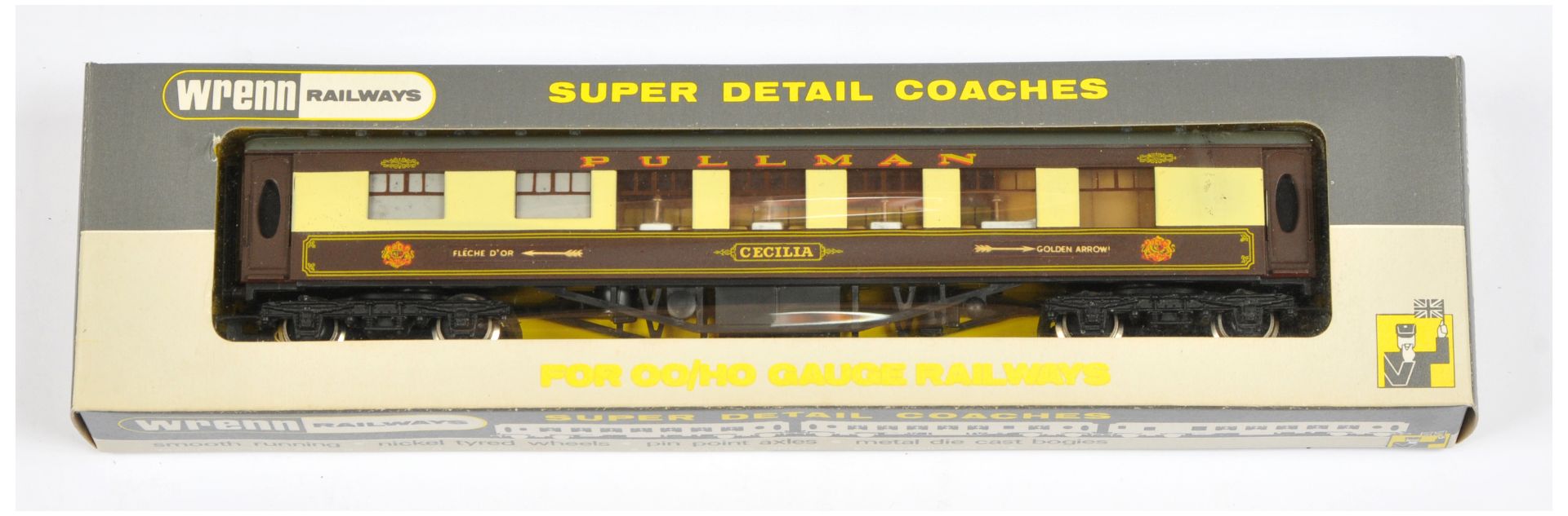 Wrenn W6012A brown and cream Golden Arrow 1st Class Pullman Car "Cecilia" with Golden Arrow to si...