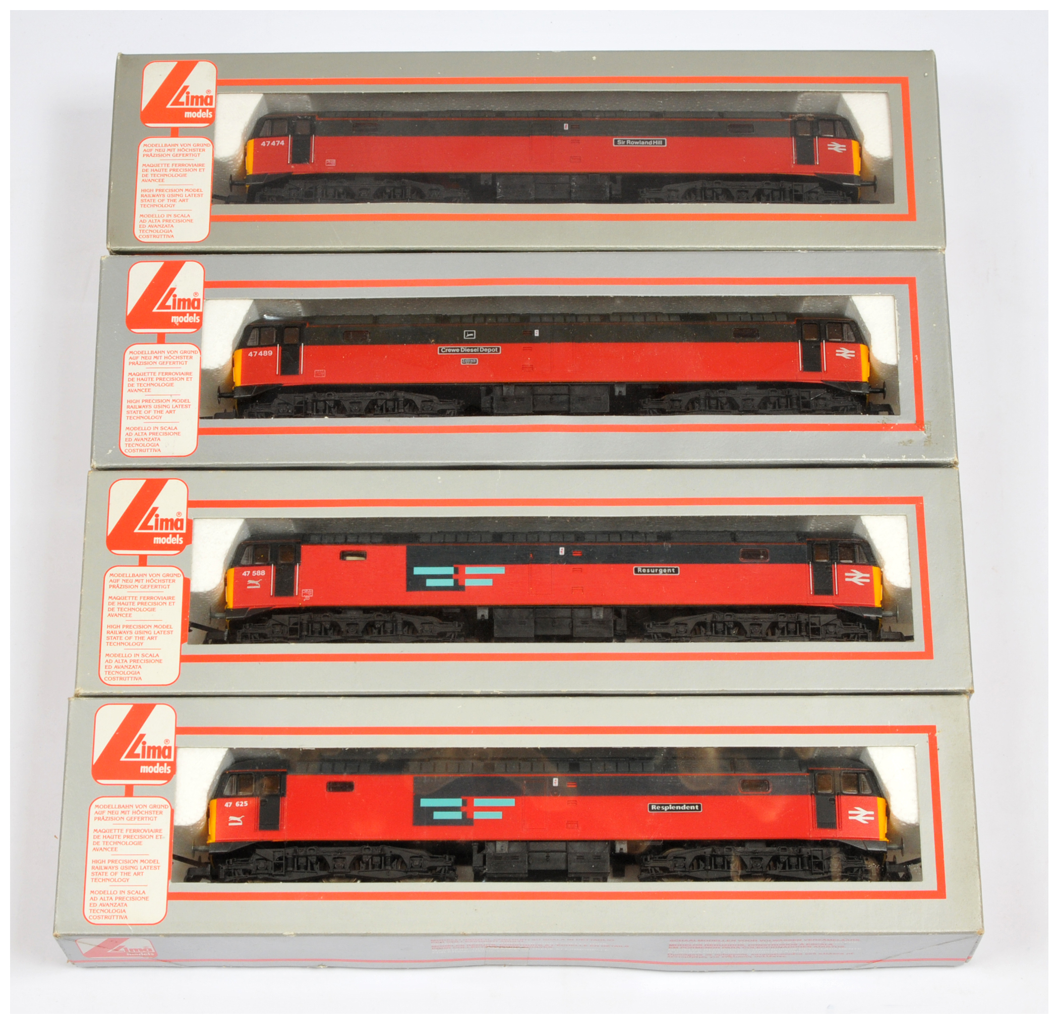 Lima OO Group of 4x BR Red / Grey Class 47 Diesel loco's.