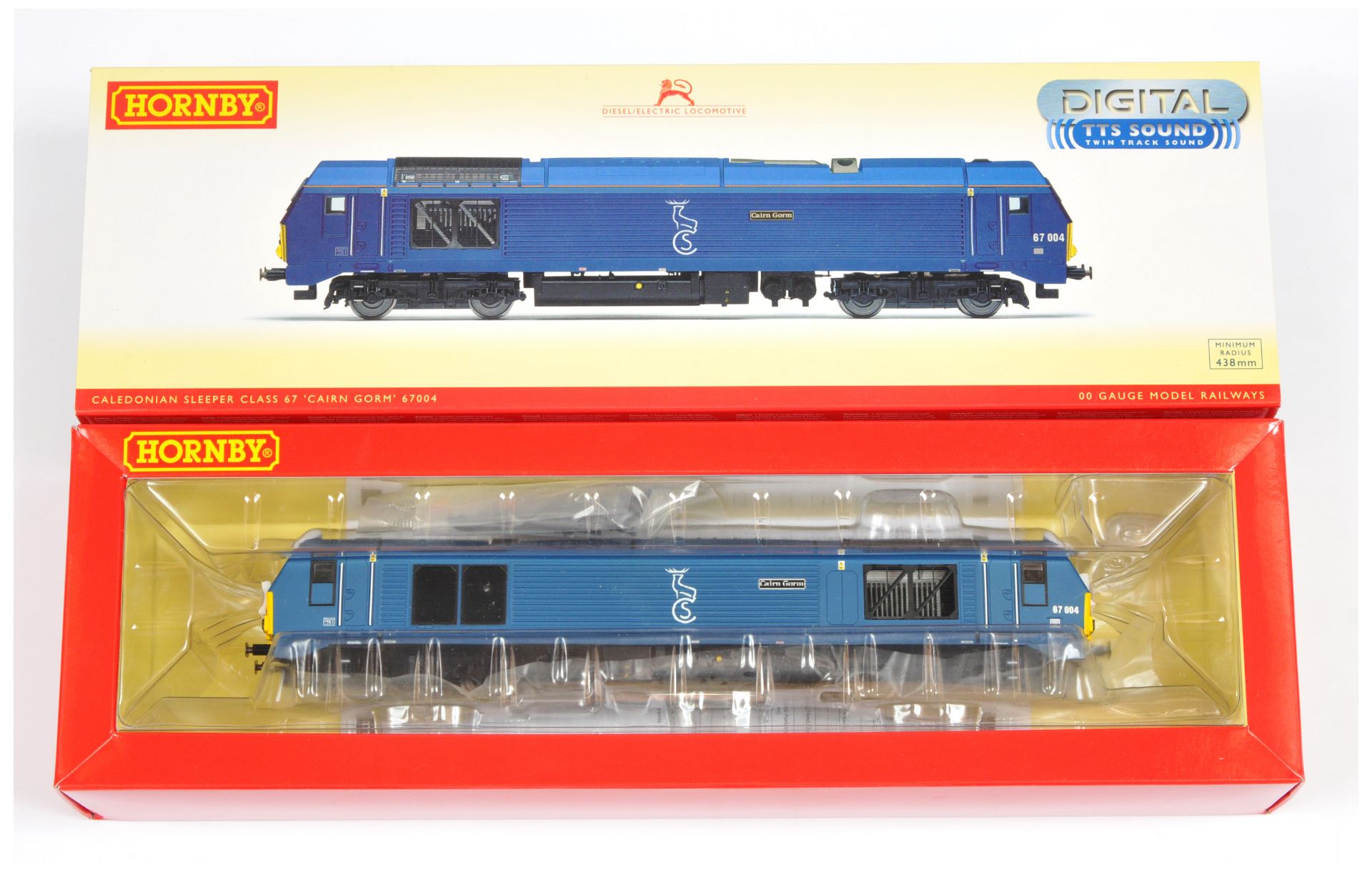 Hornby (China) R3388TTS Bo-Bo Caledonian Sleeper blue livery Class 67 Diesel Loco No.67004 "Cairn...