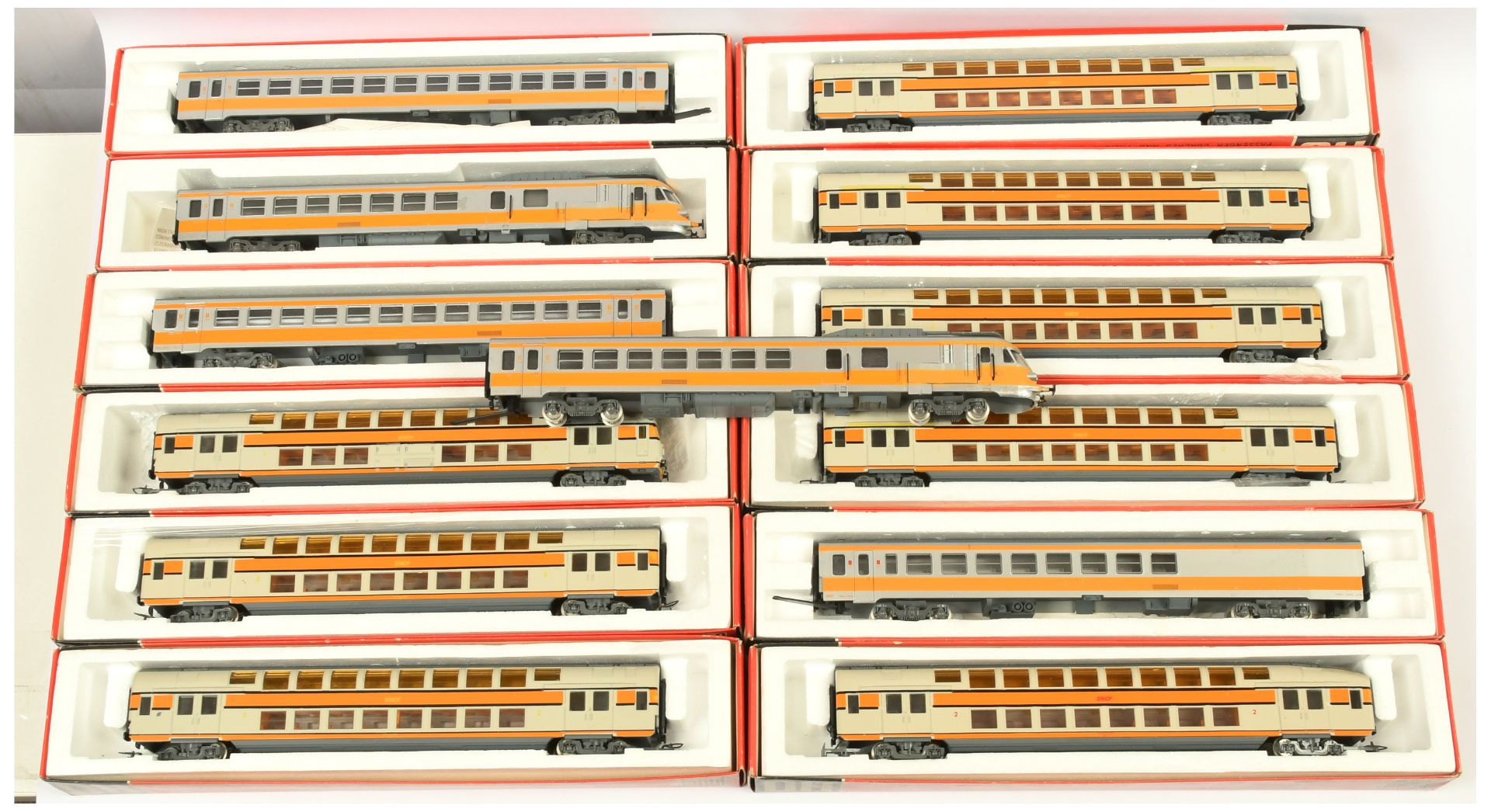 Jouef HO Group of SNCF Single & Double Deck Coaches.