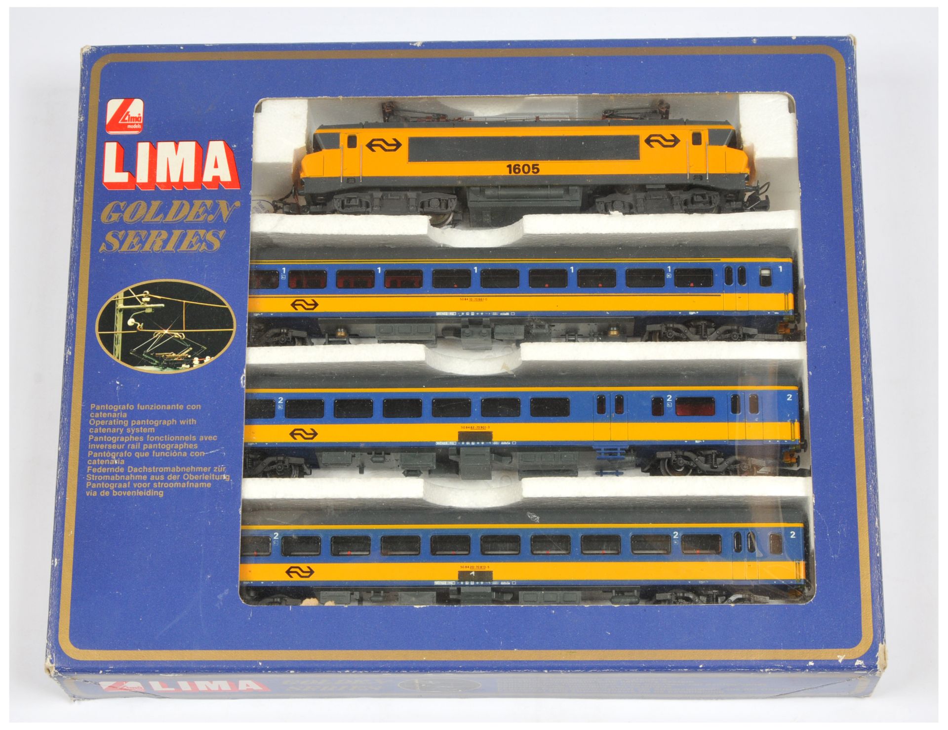 Lima HO Gauge Ref 149748 NS Train Pack comprising of Overhead Locomotive with 3 coaches in yellow...