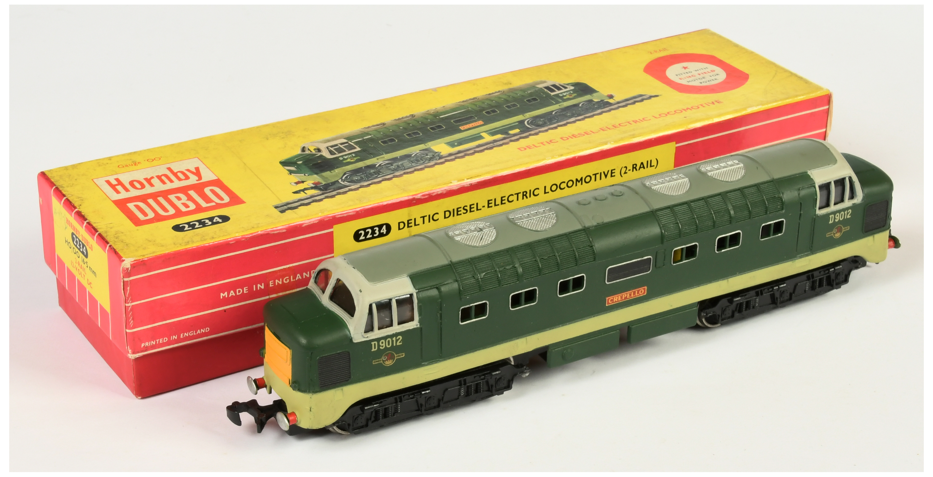 Hornby Dublo 2-rail 2234 Co-Co BR two-tone green Deltic Diesel Loco No.D9012 "Crepello"