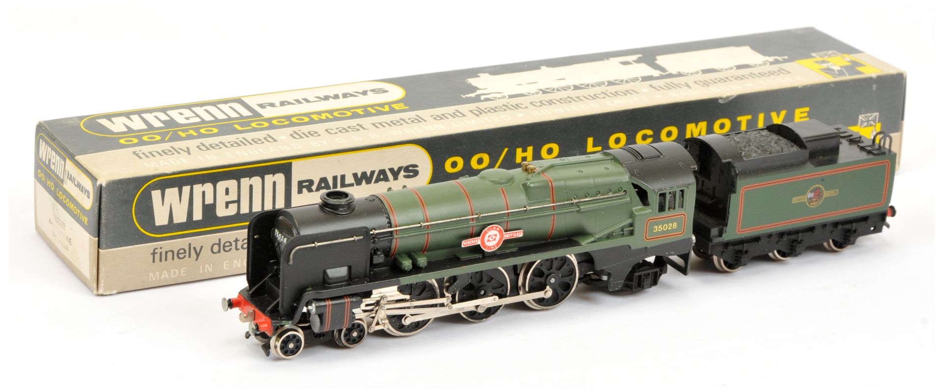 Wrenn W2238 4-6-2 BR lined green rebuilt Merchant Navy Class Loco No.35028 "Clan Line"