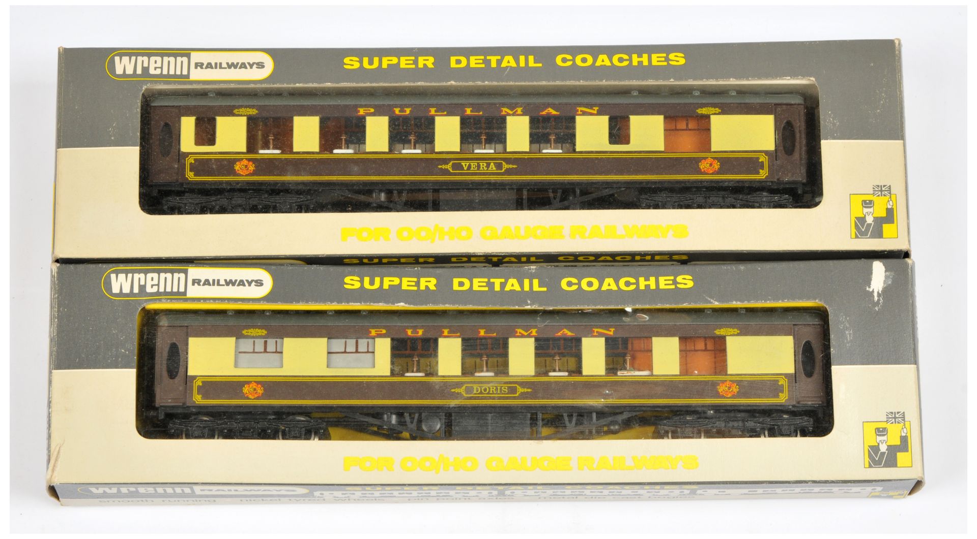 Wrenn pair of brown and cream Pullman Coaches comprising of