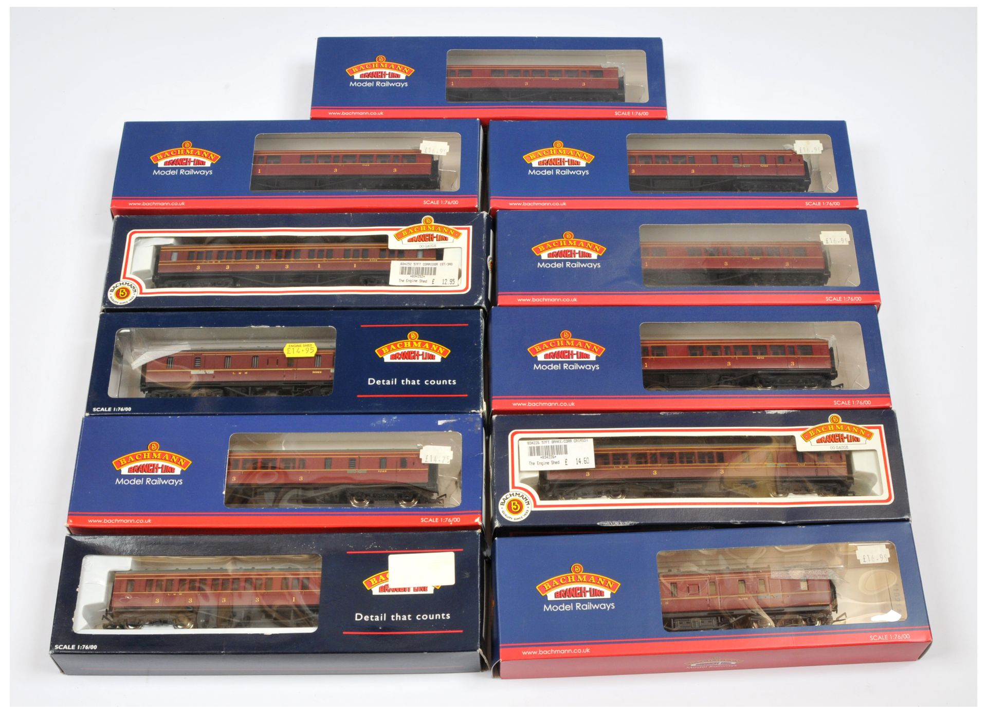 Bachmann OO Group of LMS Coaches. 